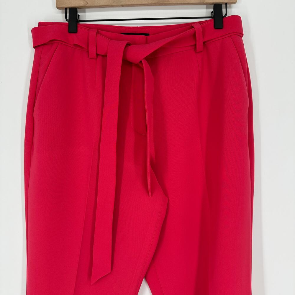 Talbots Cropped Pink Tie Belt Pockets Career Slacks Pants Womens 10 Petite - Picture 2 of 9